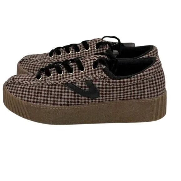 Tretorn Brown Gingham Plaid Platform Sneakers - Picture 2 of 7